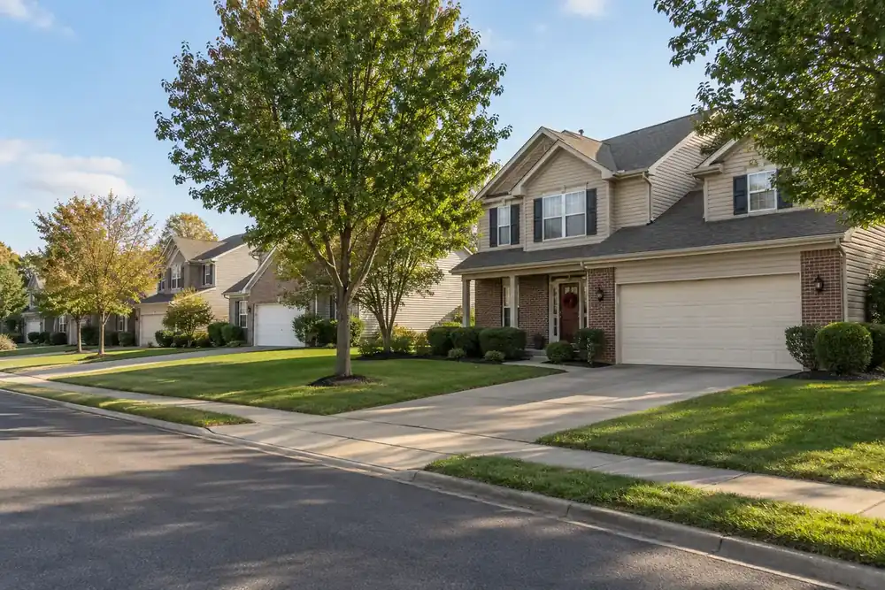 Illustration of a typical residential street in the Lawrence, IN area